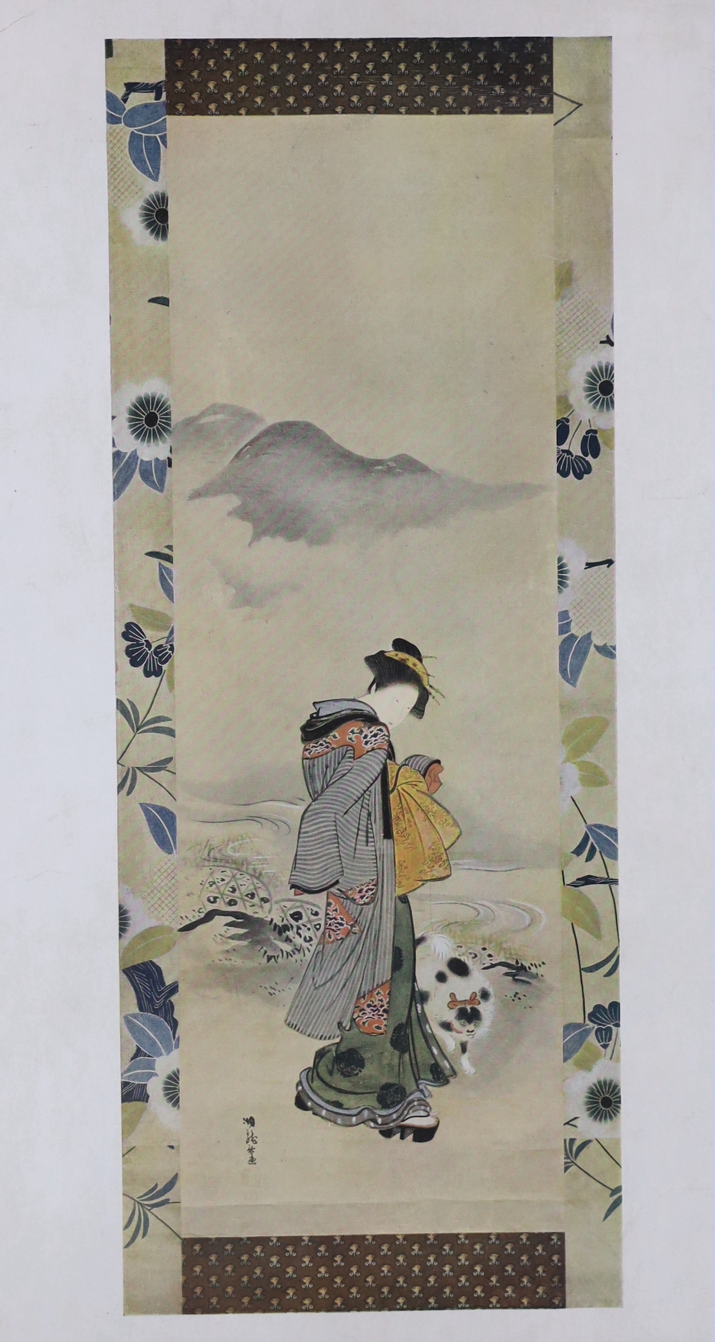 Utagawa Kunisada (1786-1865) Japanese woodblock Triptych, together with a similar example by the same artist and a print after Isoda Koriusai, the largest overall 87cm x 47cm